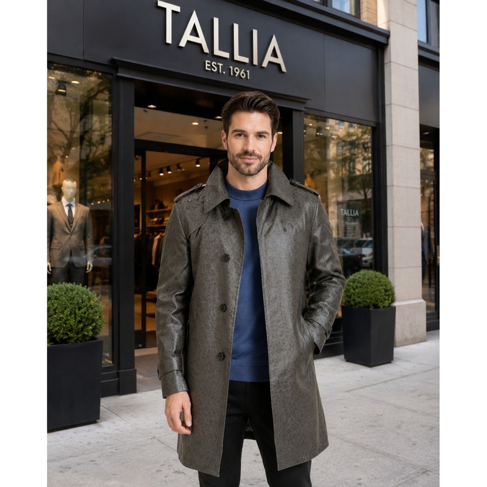 Men Tallia's Lined Raincoat Med Weight Size-M (Reg: $500)